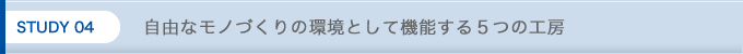 STUDY 04 自由なモノづくりの環境として機能する5つの工房